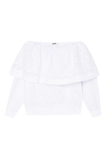Белая блузка из вышитого хлопка Msgm