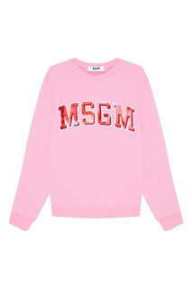 Розовый хлопковый свитшот с логотипом Msgm