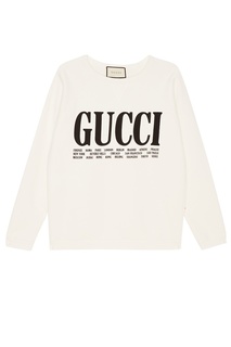 Белый свитшот с контрастным логотипом Gucci