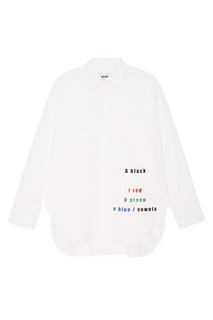 Белая рубашка с разноцветными надписями Msgm