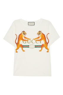 Хлопковая футболка с тиграми Gucci