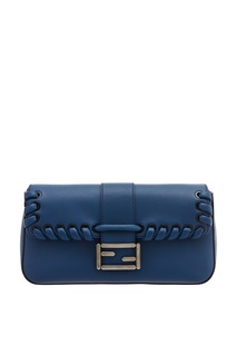 Синяя кожаная сумка Baguette Fendi