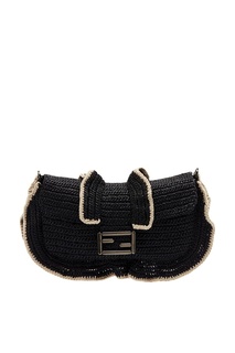 Черная плетеная сумка Baguette Fendi