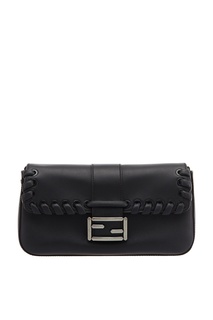 Черная кожаная сумка Baguette Fendi