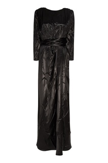 Черное атласное платье-макси Gucci