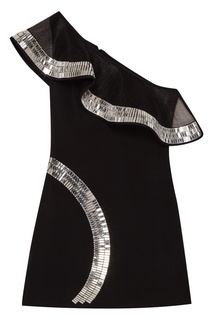 Черное платье-мини с кристаллами David Koma