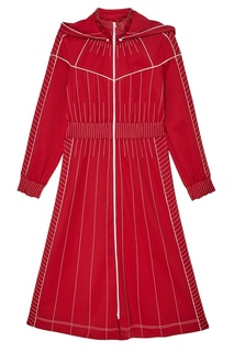 Красное платье в тонкую полоску Valentino