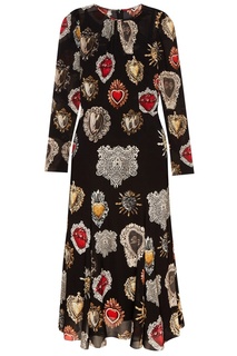 Черное платье с принтом Sacred Heart Dolce & Gabbana