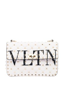 Белая сумка с логотипом и заклепками Rockstud Spike.It Valentino