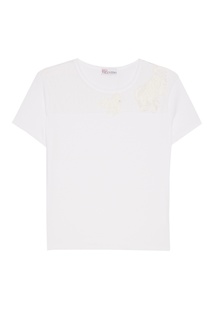 Футболка с сеткой и аппликацией RED Valentino