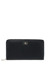 Черный кожаный кошелек с логотипом Dolce & Gabbana
