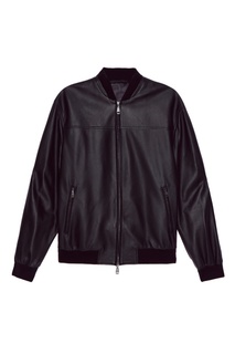 Черный кожаный бомбер Brioni