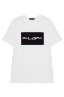 Белая хлопковая футболка с логотипом Dolce & Gabbana