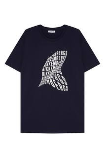 Синяя футболка с логотипами Dirk Bikkembergs