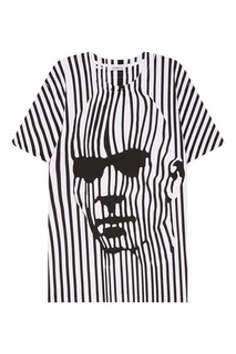 Черно-белая футболка с портретным принтом Dirk Bikkembergs