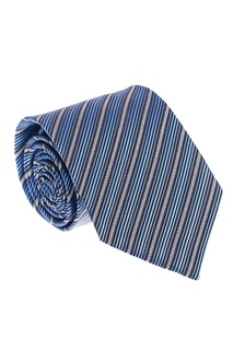 Синий шелковый галстук в полоску Ermenegildo Zegna
