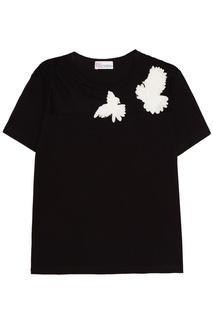 Черная футболка с объемным декором RED Valentino