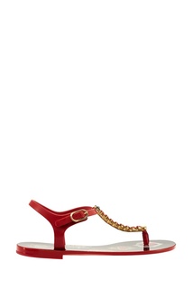 Красные сандалии с крупными кристаллами Dolce & Gabbana