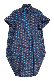 Синее платье-рубашка с принтом Marni