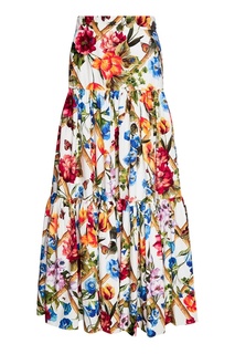 Хлопковая юбка-макси с цветочным принтом Dolce & Gabbana
