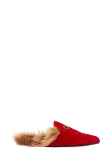 Красные бархатные слиперы Princetown Gucci