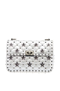 Серебристая сумка со звездами Rockstud Spike.It Valentino