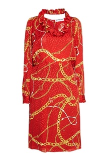 Платье из шелка с принтом Balenciaga
