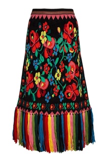 Шерстяная юбка с цветочным узором Gucci