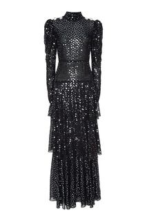 Черное платье-макси с пайетками Alessandra Rich