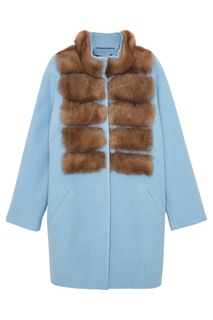 Пальто из шерсти и кашемира с мехом куницы Dreamfur