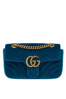 Бирюзовая сумка GG Marmont из бархата Gucci