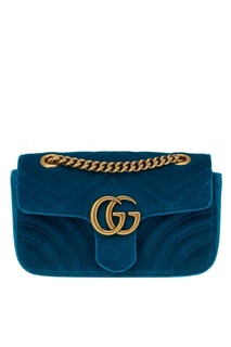 Бирюзовая сумка GG Marmont из бархата Gucci