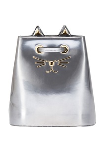 Серебристая сумка Feline Bucket Bag Charlotte Olympia