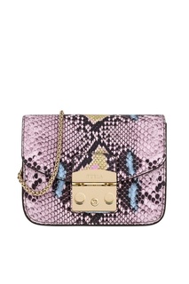 Розовая сумка из тисненой кожи Metropolis Furla