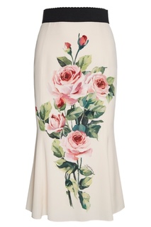 Шелковая юбка с розами Dolce & Gabbana