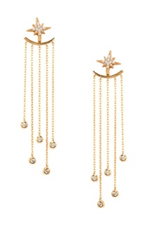 Золотистые серьги из серебра с подвесками-цепями Exclaim