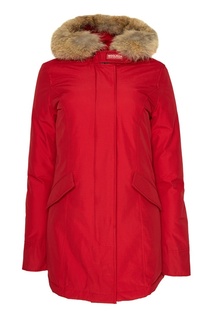 Красная хлопковая парка с мехом Woolrich