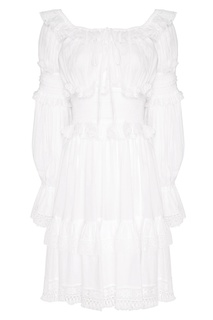 Белое платье с оборками Dolce & Gabbana