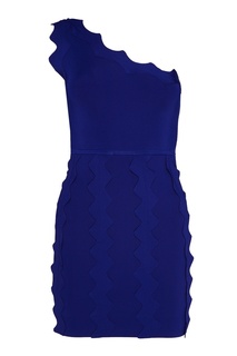 Синее платье с аппликацией David Koma