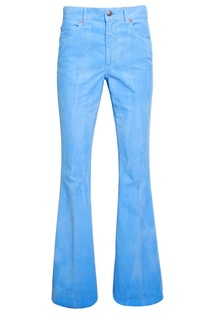 Голубые вельветовые брюки Gucci