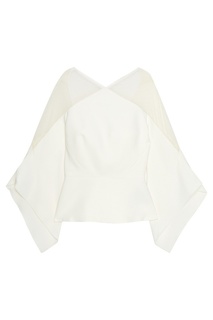 Белая блузка с прозрачными деталями Roland Mouret