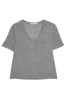 Серая футболка с глубоким вырезом T by Alexander Wang