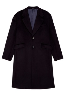 Темно-синее драповое пальто Prada