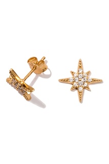 Серьги-звезды серебряные с кристаллами Exclaim