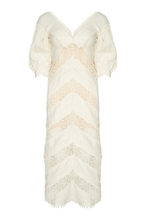 Льняное платье с кружевом Zimmermann
