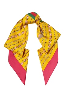 Желтый шелковый платок с цветами Gucci