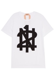 Белая футболка с нашивкой-логотипом No.21