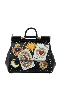 Кожаная сумка с принтом Sicily Dolce & Gabbana