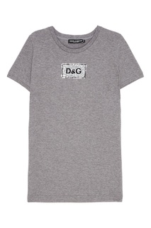 Меланжевая футболка с монограммой Dolce & Gabbana