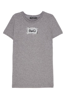 Меланжевая футболка с монограммой Dolce & Gabbana